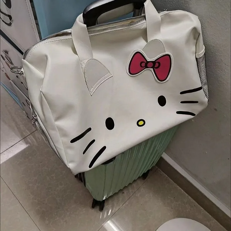 Xiuya Hello Kitty Shoulder Bag for Women Cartoon Cute Fashion Large Capacity Tote Bag Travel Vintage Kawaii Pu Leather Handbag image 3