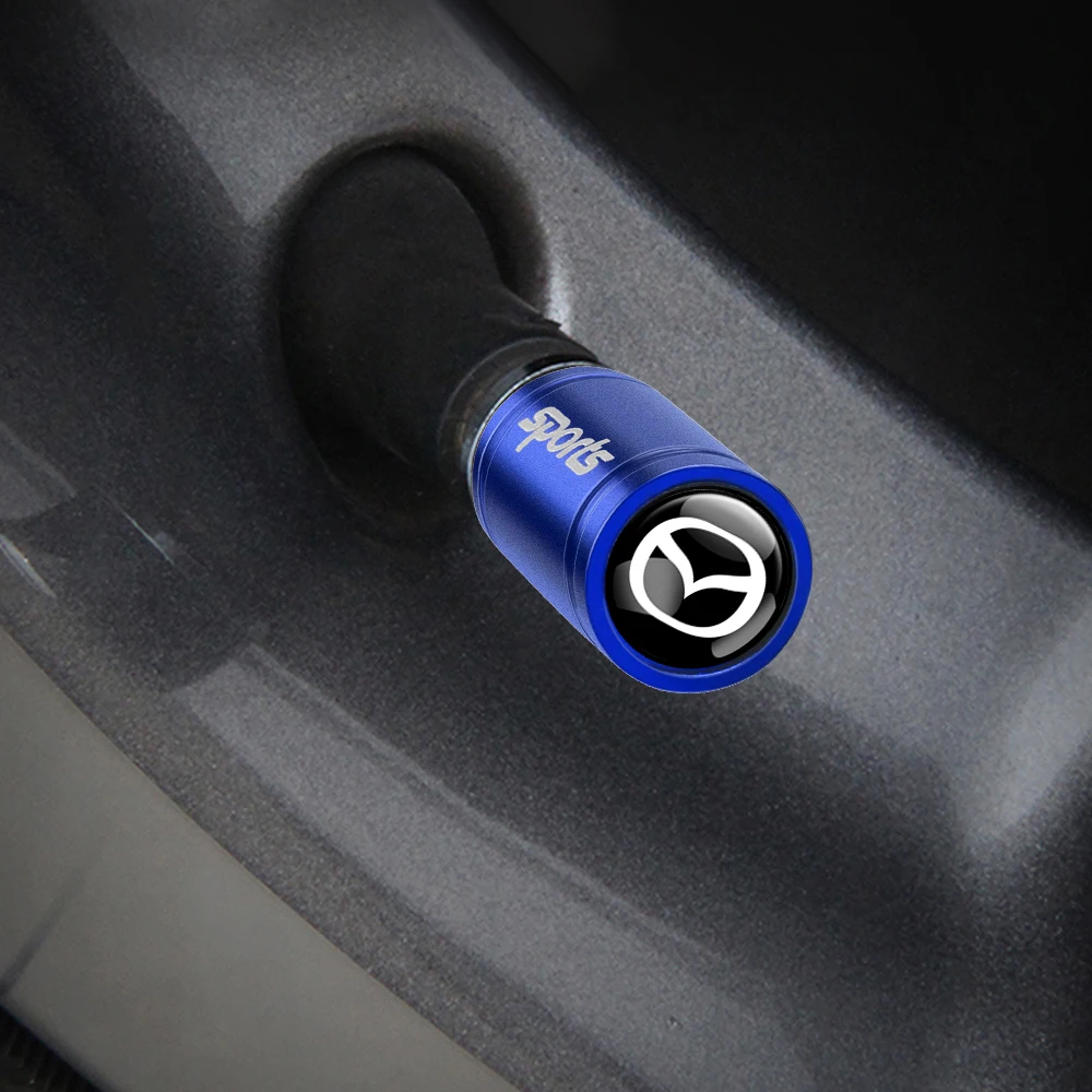 4Pcs Car Wheel Tire Valve Caps Sport Car Badge Decorative Cover For Mazda CX-5 CX-4 Mazda 6 Artz Angkeira Demio Car Accessories