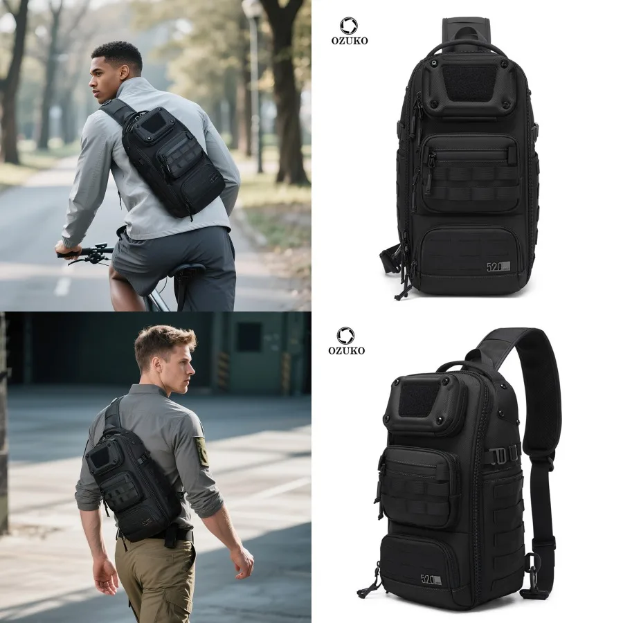 

【New style】OZUKO chest bag men's high-end waterproof tactical -body bag multi-functional wear-resistant outdoor functional -bod
