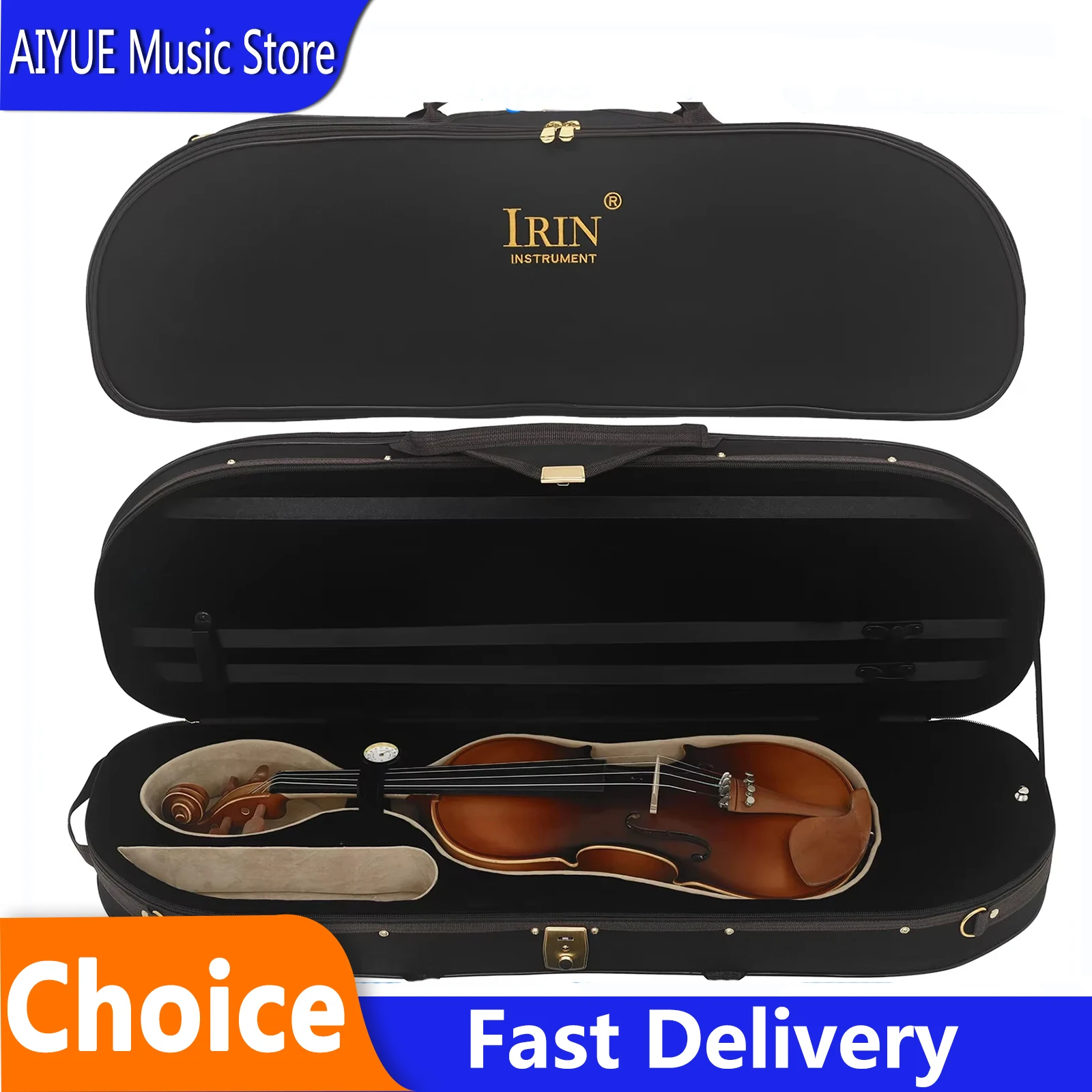 IRIN Violin Case Moisture-Proof Storage Box with Hygrometer Straps Oxford Violin Box Waterproof Violin Backpack Accessories