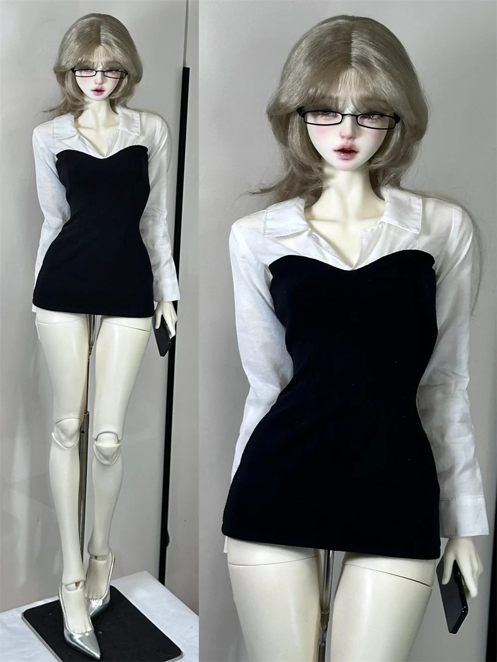 

Одежда для кукол BJD/SD, комплекты платьев для девочек, элегантная белая, черная рубашка SD16, рубашка для торжественных встреч, короткая юбка, чулки, аксессуары для кукол impl63