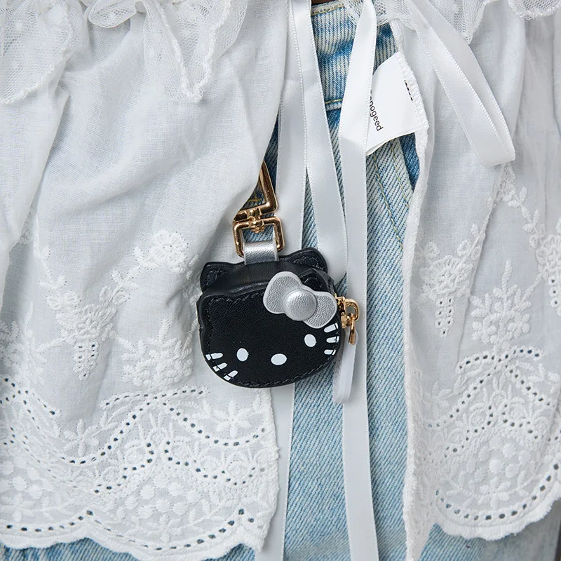 سانريو مرحبا كيتي حقيبة جلدية إبداعية كيرينغ Kawaii Kt القط المفاتيح ملابس عصرية اكسسوارات هدايا عيد الميلاد عيد الميلاد