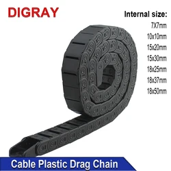 DIGRAY Cable Chain 7*7 10*10 15*20 15*30mm 18*50mm 1M Non-opening Semi-enclosed Plastic Drag Chain Drive Drag Chain Machine