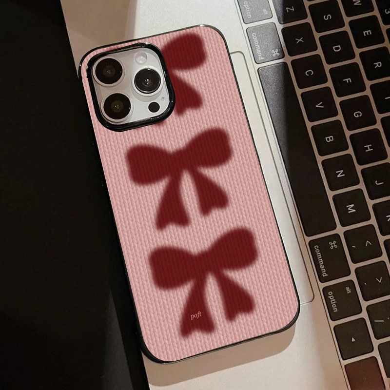 귀여운 리본 보우 광택 소프트 폰 케이스 아이폰 17 16 16e 15 14 13 12 11 프로 맥스 X XR 17 에어 7 8 플러스 SE2 충격 방지 커버