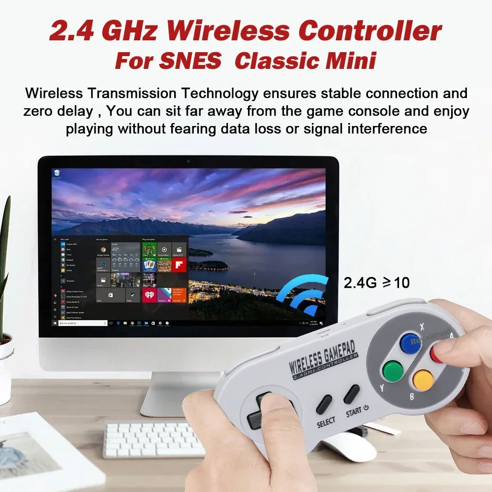 Colorato 2 Reciever Wireless 2.4G Controller di gioco Joypad Joystick Gamepad per SNES Mini PC Windows per Switch OLED & NS Switch