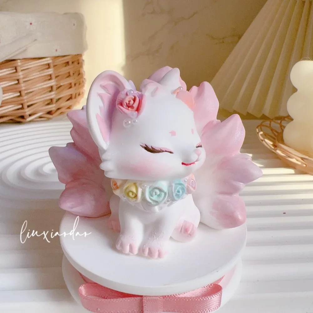 Nine-tailed Fox White Mold DIY Colored Cute Decoration Item Aromatherapy Essential Oil Diffuser Stone Handmade DIY Colored Gift