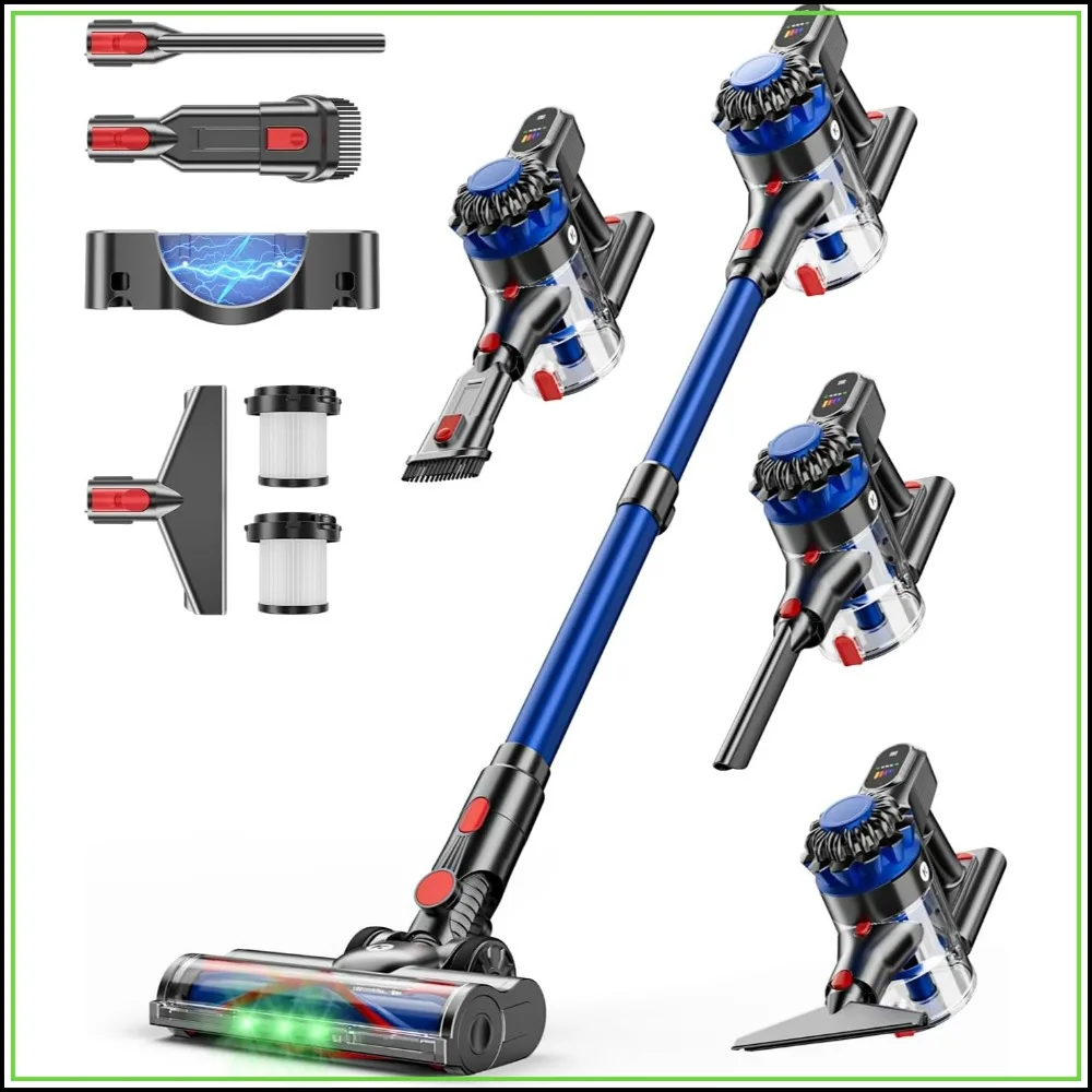 500W/40Kpa Cordless Vacuum, 60Mins Runtime, Anti-Tangle, LED Display, 8-in-1 Lightweight for Home