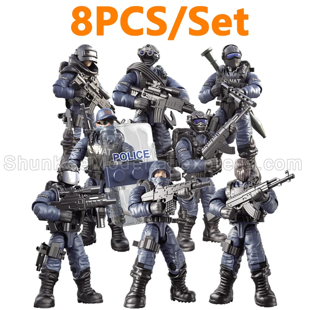 8PCS Call Of Military Duty Mini SWAT Soliders Figures Army Weapons Guns Sets Model Building Blocks Dolls Bricks Kit Boy Toy