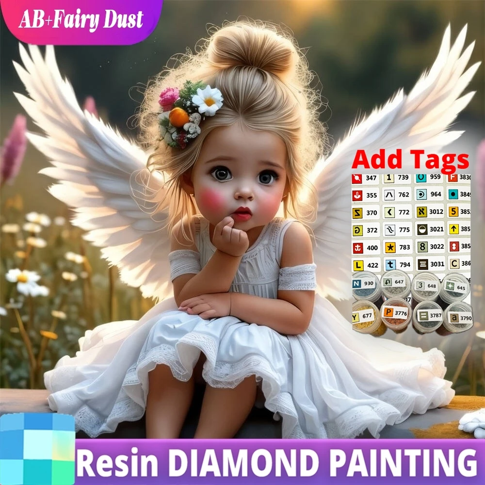 

Смола AB Фея Пыль Полный Квадратный Круглый Алмазная Мозаика Ангел DIY Вышивка Девушка Персонаж Рукоделие Алмазная Картина Мультфильм Волны