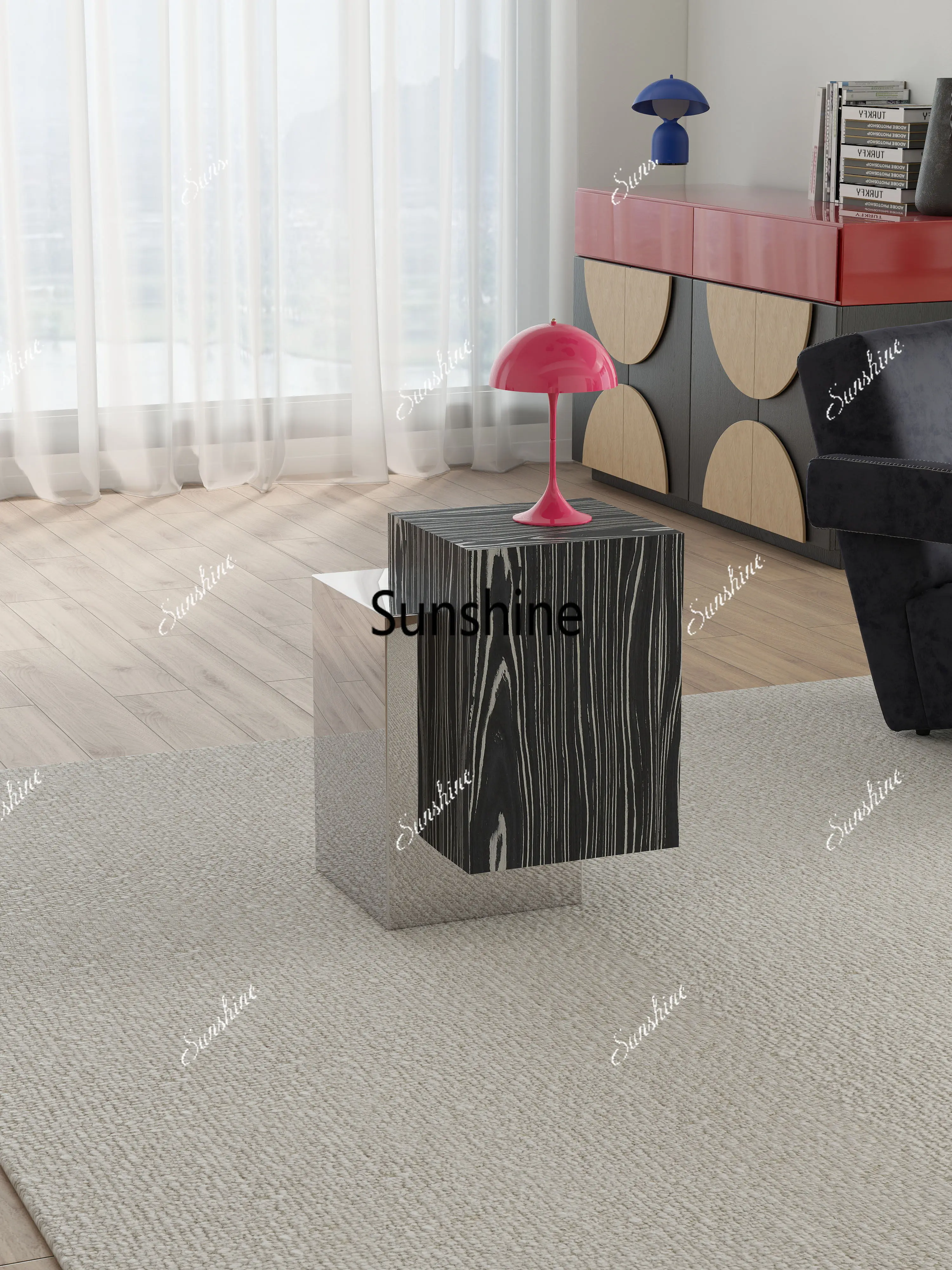 

Light luxury simple sofa edge few stainless steel 8k mirror metal edge few