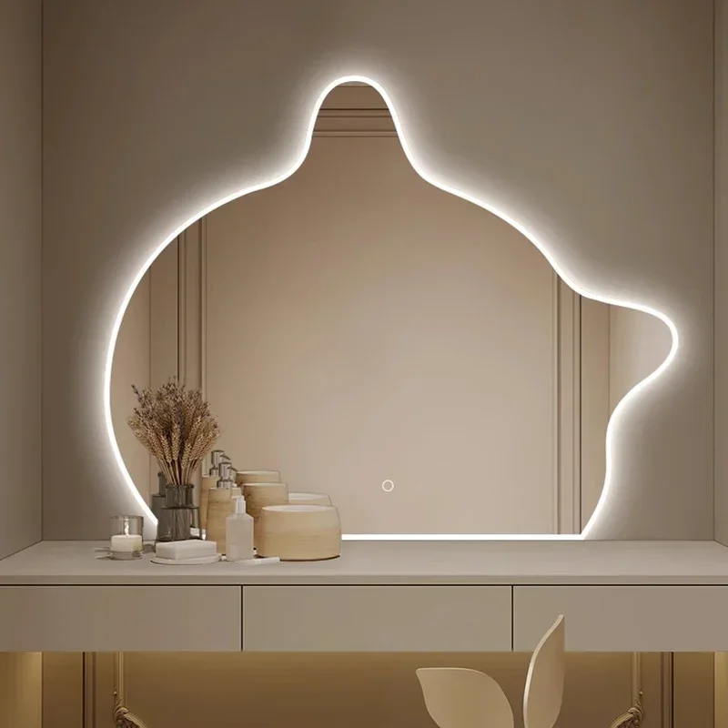 Smart Light Mirror Wall Bathroom Hanging Cute Funky Luxury Nordic Mirror Aesthetic Vanity Items Spiegel Wand Home Decorations