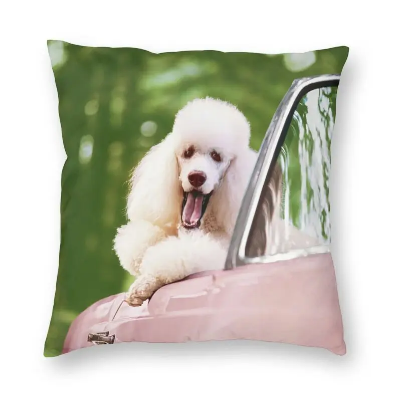 Pink Convertible Pillowcase White Poodle Home Decor Dog Lover Sofa Cushion Cover Living Room  Bedroom