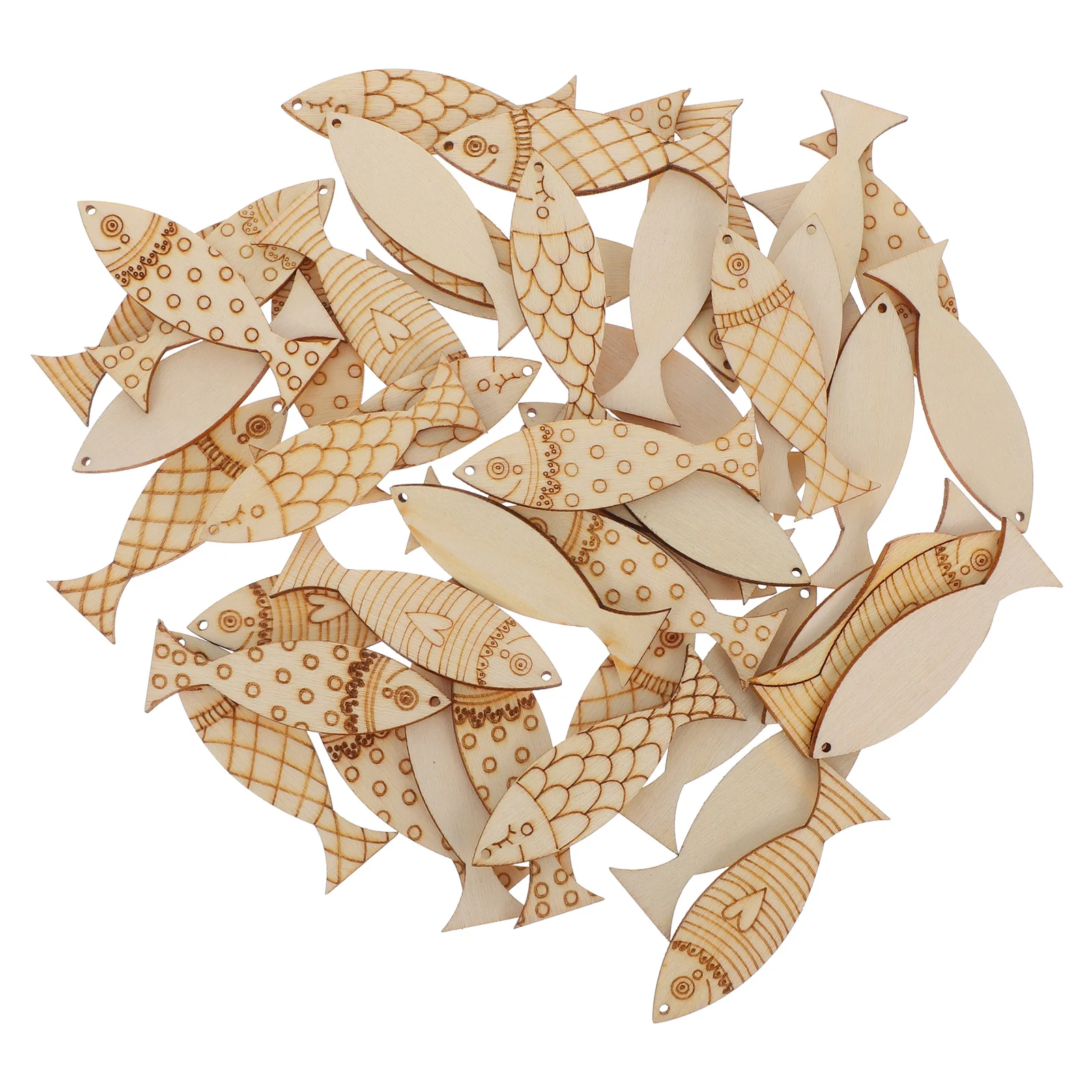 

50Pcs Wooden Fish Cutouts Unfinished DIY Craft Supplies for Children's Handicrafts Natural Fish Shaped Blanks Nautical Home