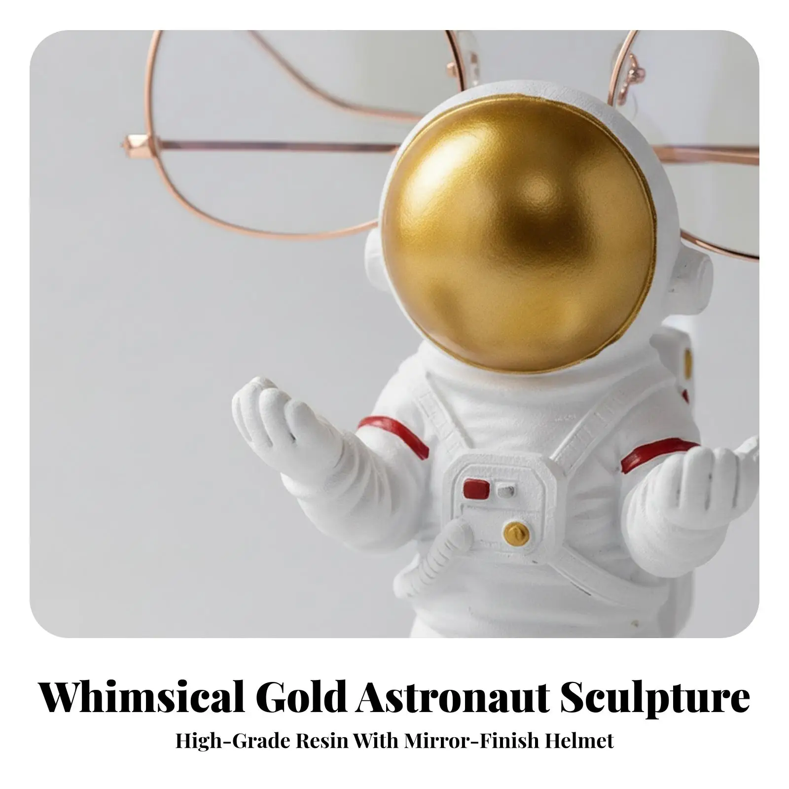 Freestanding Resin Astronaut Spectacle Stand Eyeglass Holder Pen Organizer Compact Desk Decor for Glasses Case Accessory