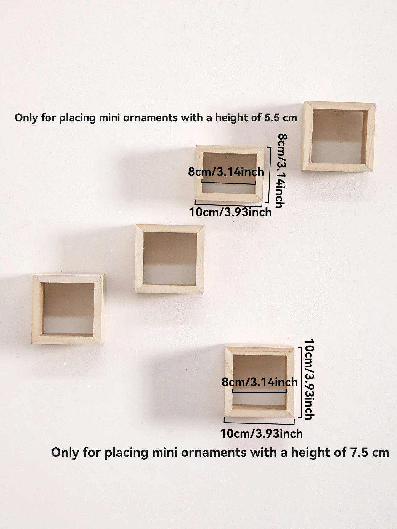 Wooden Cube Wall Shelves Mini Floating Display Shelf for Figurines Plants Decor Boho Home Wall Storage Organizer Hanging Shelves view 6