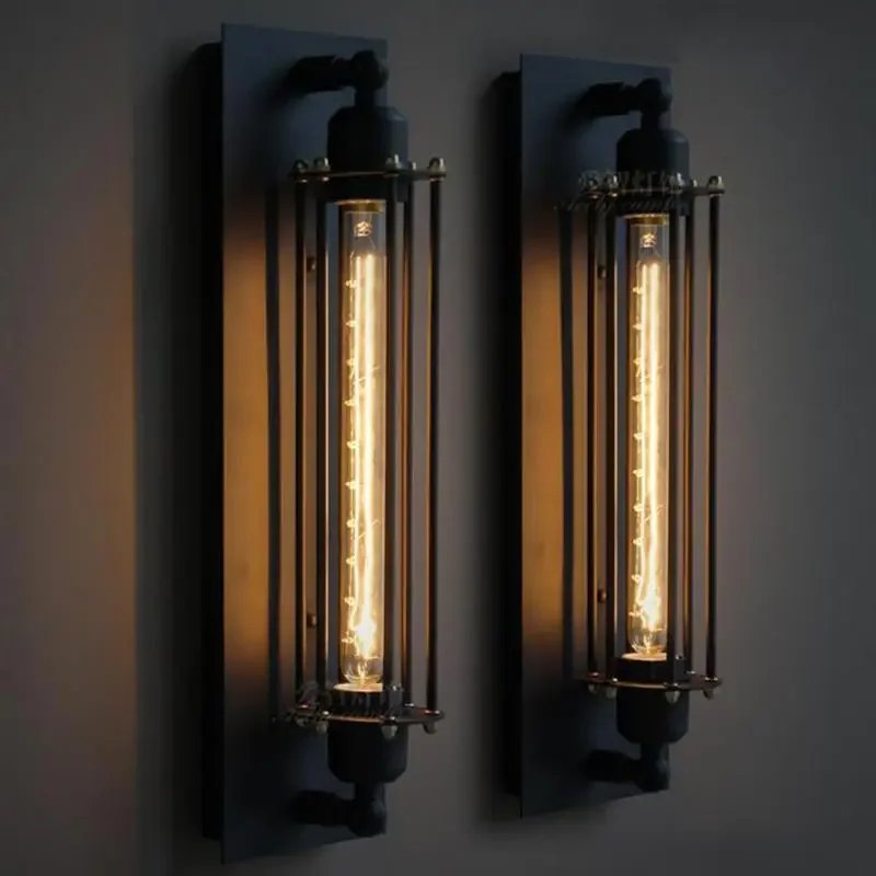 Retro LED E27 Black European Style Long Strip Wall Lamp Corridor Vintage Industrial Home Decoration Indoor Light