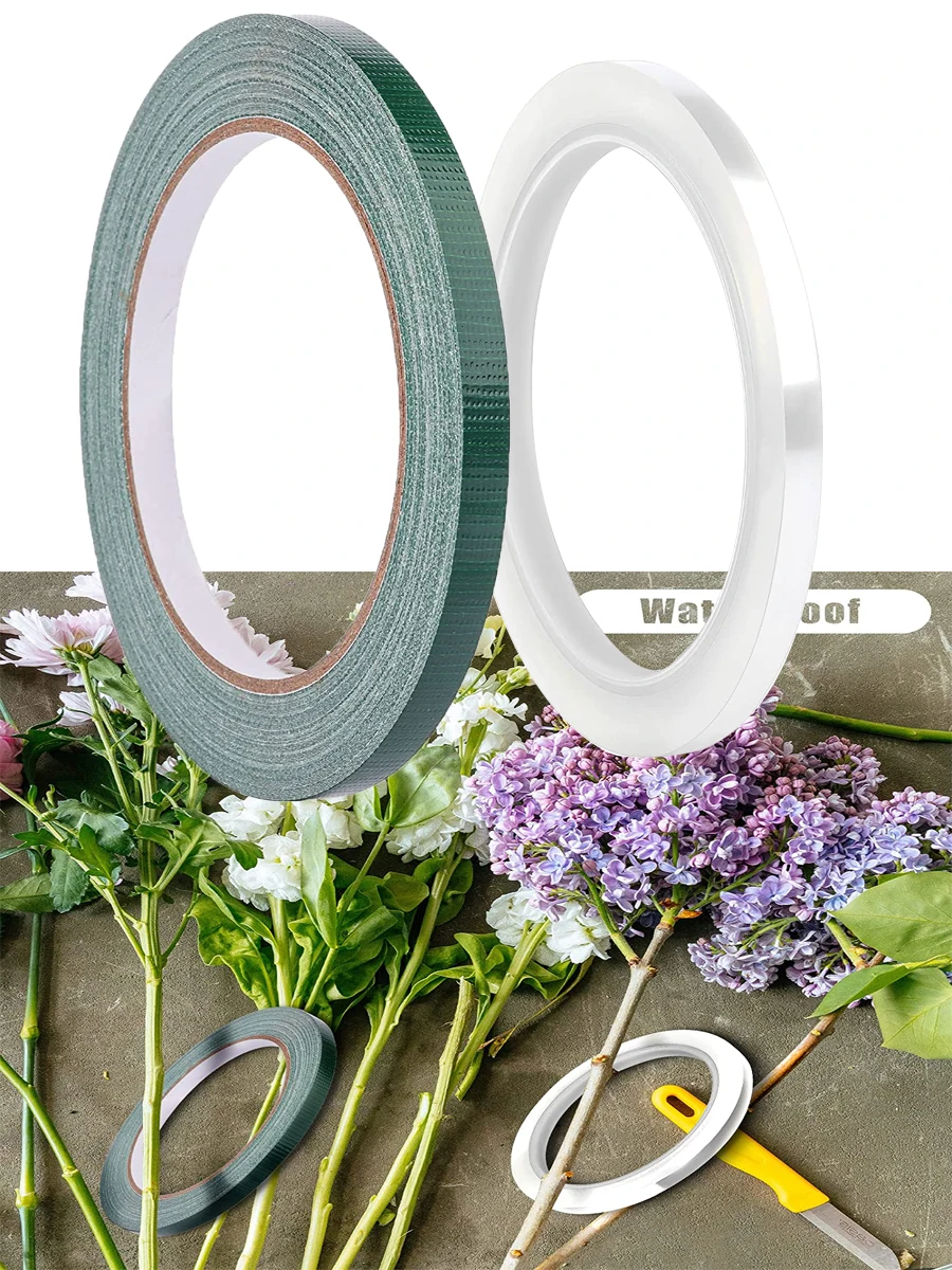 Floral Tape Green Clear Color Florist Tape for Floral Arranging Craft Projects Corsages Bouquet Stem Wrap