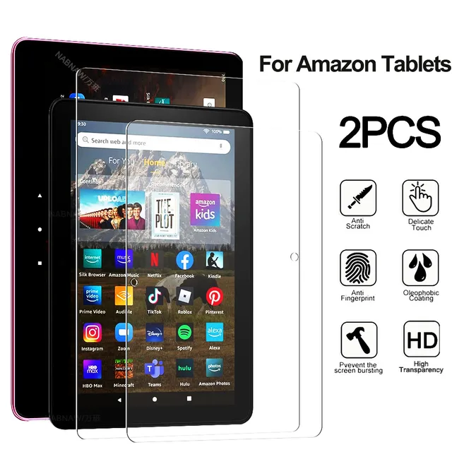 2 sztuki HD Anti Scratch Tempered Glass Screen Protector dla Amazon Kindle Fire HD 7 8 10 Kids Pro Plus 2022 2021 2020 Fire Max 11