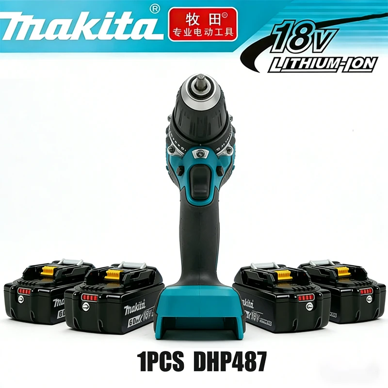 

Аккумулятор Makita 6Ач DHP487 18В LXT, бесщеточная ударная дрель-шуруповерт, компактный ударный гайковерт, перезаряжаемая отвертка, электроинструмент