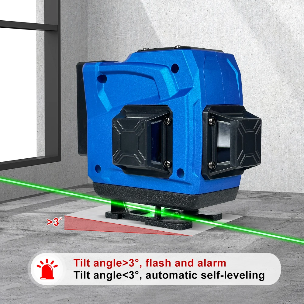 Kamolee 12 Lines Green Laser Level Horizontal Vertical Cross Lines High precision remote control Automatic adjustment gradienter