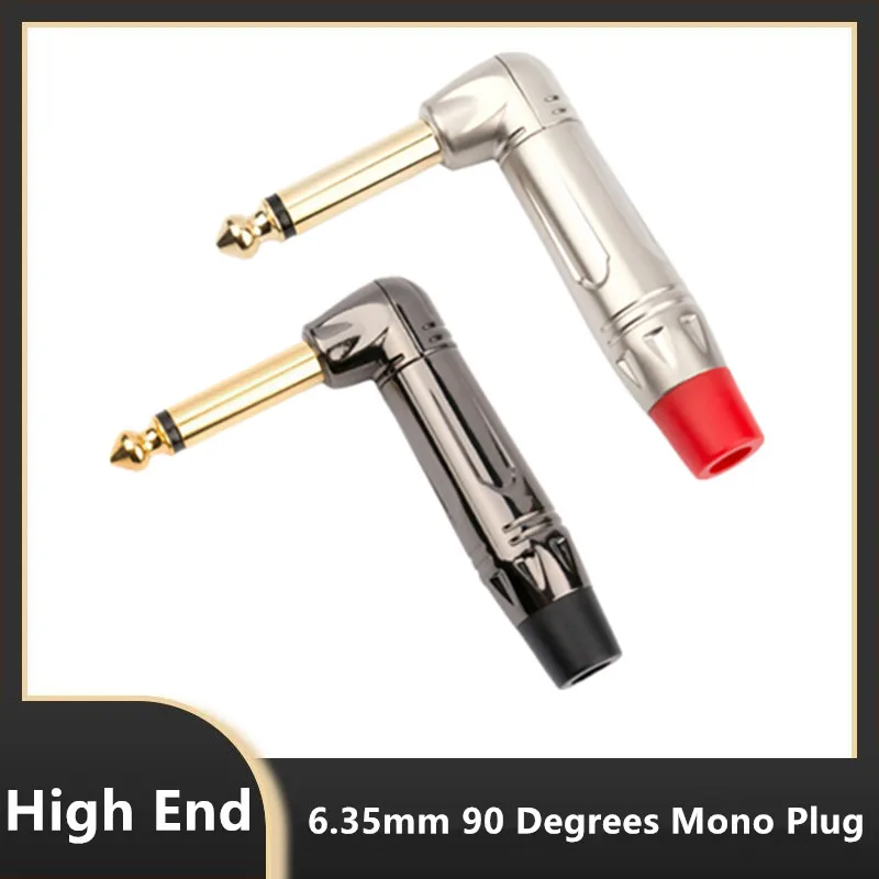 Hifi 6.35mm 90 Degrees Right Angle Mono 6.3mm Male Connector 1/4 Inch Plug Mixer Guitar Microphone Adapter Audio Jack 6 35mm MIC