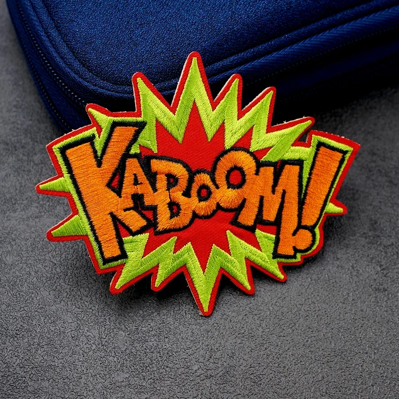 KABOOM (Size:8.5X10.5cm) DIY Badge Patch Embroidered Applique Sewing Clothes Stickers Garment Apparel Accessories