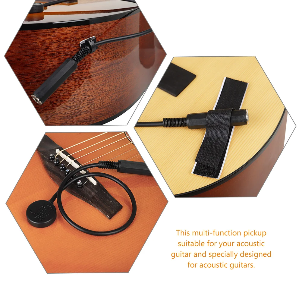 

Acoustic Guitar Pickup Easy Install No Hole Black Durable Accessory Folk Banjo Ukulele Sound Hole Kit Guitar Parts