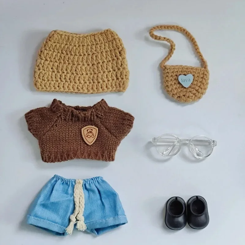 Per Labubu V1 V2 Idol Cute Doll Vestiti Moda Maglione Outfit Accessori Seduta Festa Rosa Bianco A Righe Maglione Coppa Abbigliamento