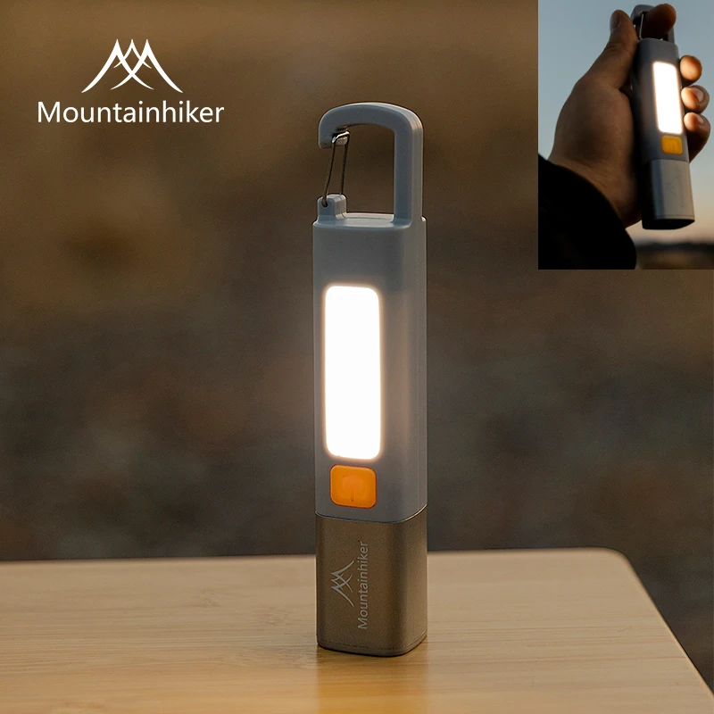 MOUNTAINHIKER Outdoor Small Flashlight Strong Lights ABS Flashlamp USB Charging Camping Hang Lamp Telescopic Focus COB Side Lamp