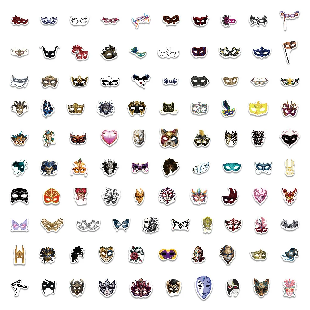 50/100PCS Maschera Cartoon Adesivi Festa in maschera Graffiti Decorazione fai da te Giocattolo divertente Decalcomanie Laptop Chitarra Auto Bici Skateboard