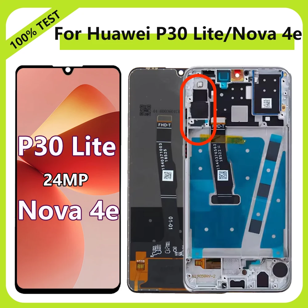 AMOLED P30 Lite 24MP LCD Display Screen For Huawei P30 Lite LCD Display with Touch Screen Digitizer With Frame Nova 4e 24MP LCD