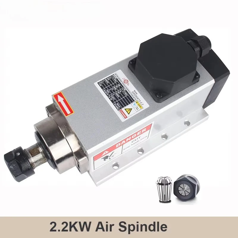 2.2KW 110V 220V 380V 24000rpm 400Hz Square Air Cooled Spindle Motor With ER20 Collect For CNC Wood Working Milling Machine