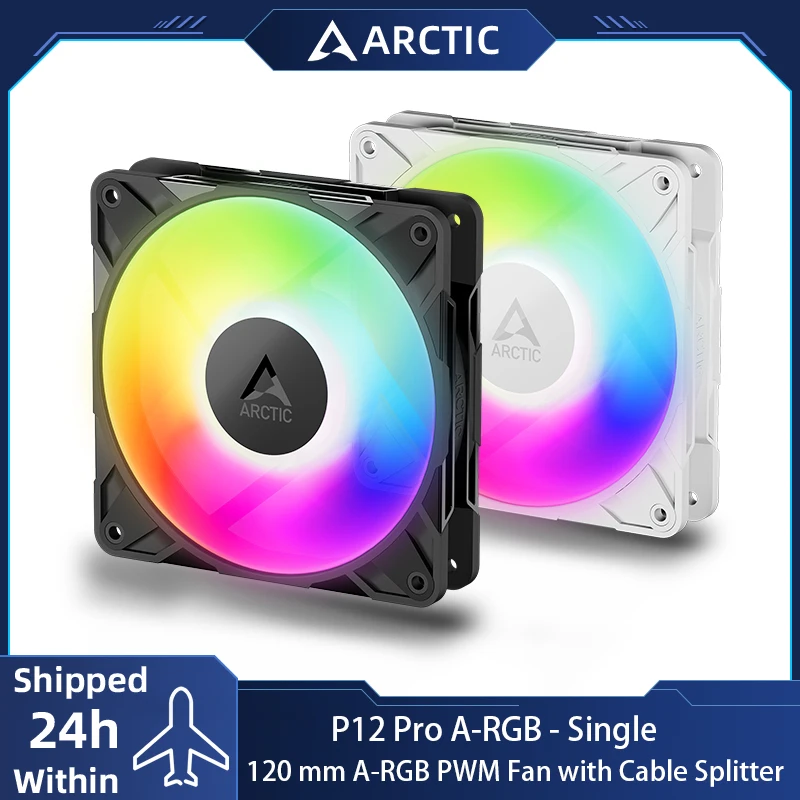 ARCTIC P12 Pro A-RGB 120mm PWM Case Fan, Optimised for Static Pressure, Fan Speed: 400–3000 RPM, 5V 3 Pin A-RGB LED, Single Fan