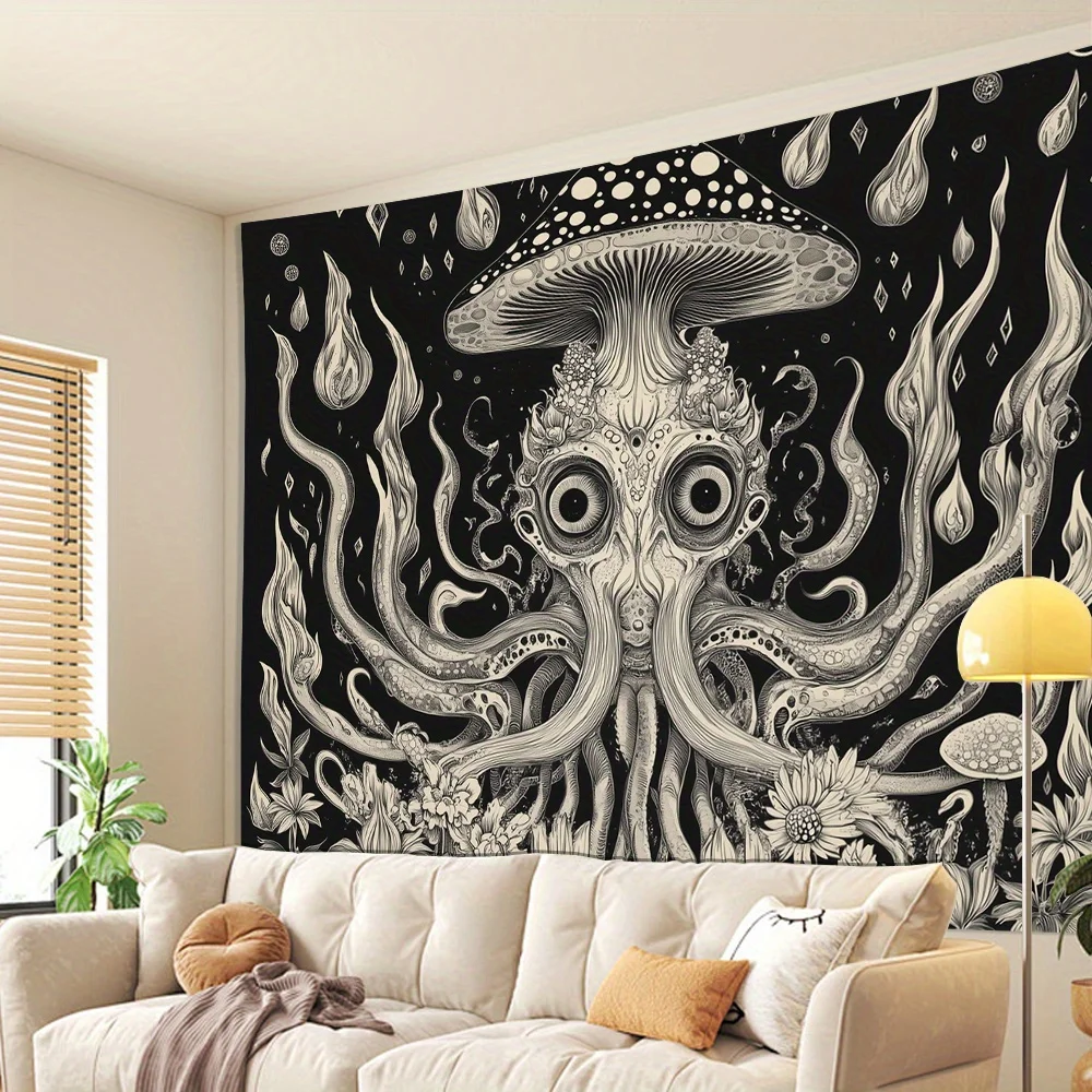 نسيج فيكاما الخيالي، الفطر، الأخطبوط، المخلوقات الغامضة، غرفة المعيشة، غرفة النوم، ديكور حائط الخلفية