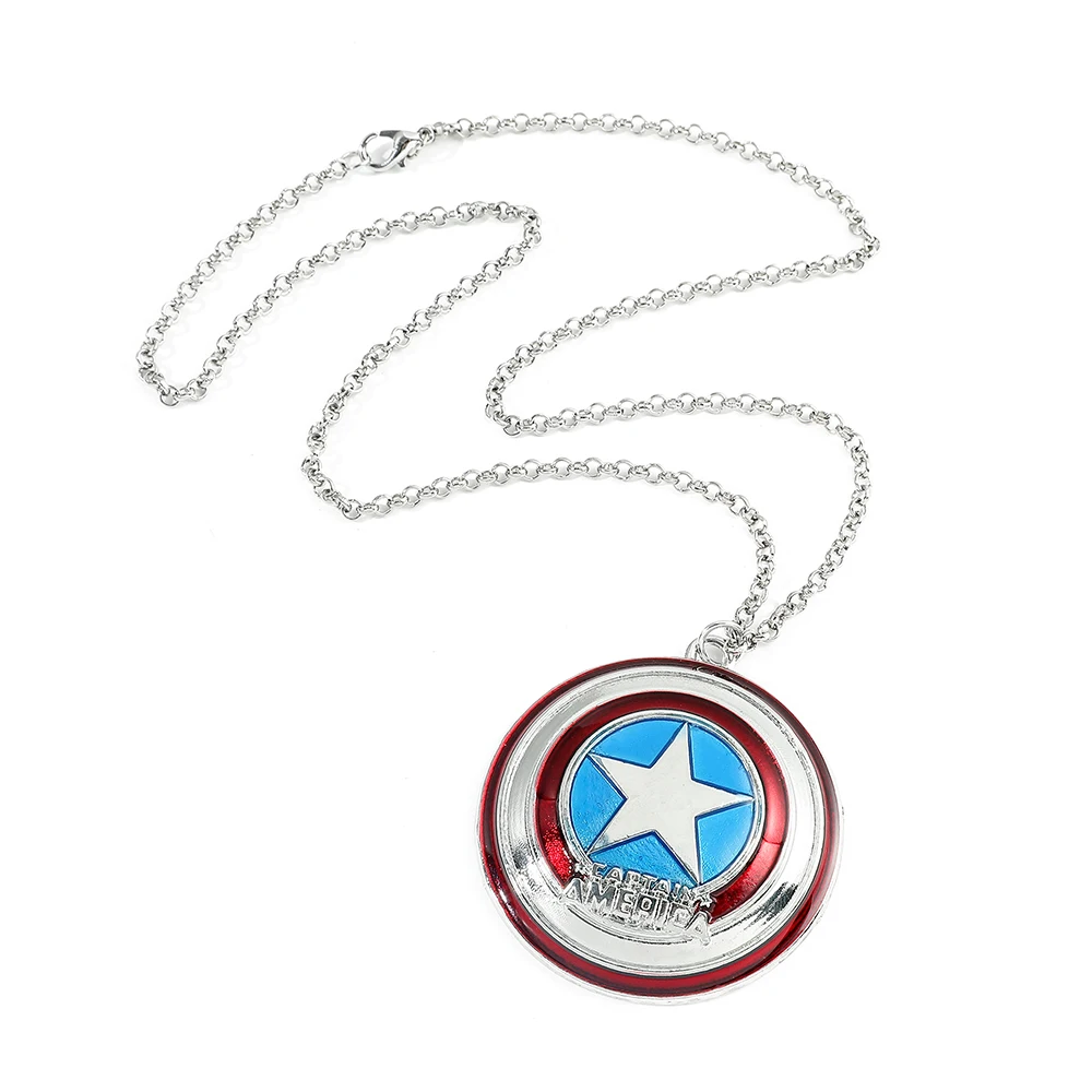 Marvel Superhero Captain America Shield Metal Necklace Men's Boys Cosplay Accessories Steve Rogers Round Shield Pendant Garnish