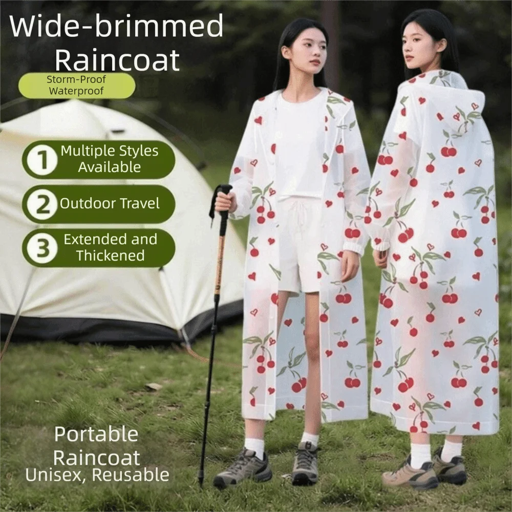Packbarer EVA-Regenponcho Verdickter Kapuzen-Regenmantel Ganzjährig Winddichter Ganzkörper-Regenmantel für Outdoor-Wanderungen