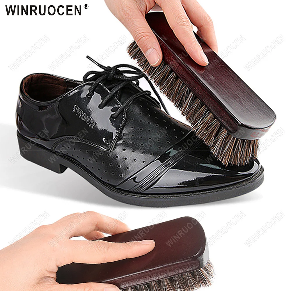 

New Horsehair Leather Textile Cleaning Brush for Car Interior Furniture Apparel Bag Shine Polishing Brush Auto Wash Accessories