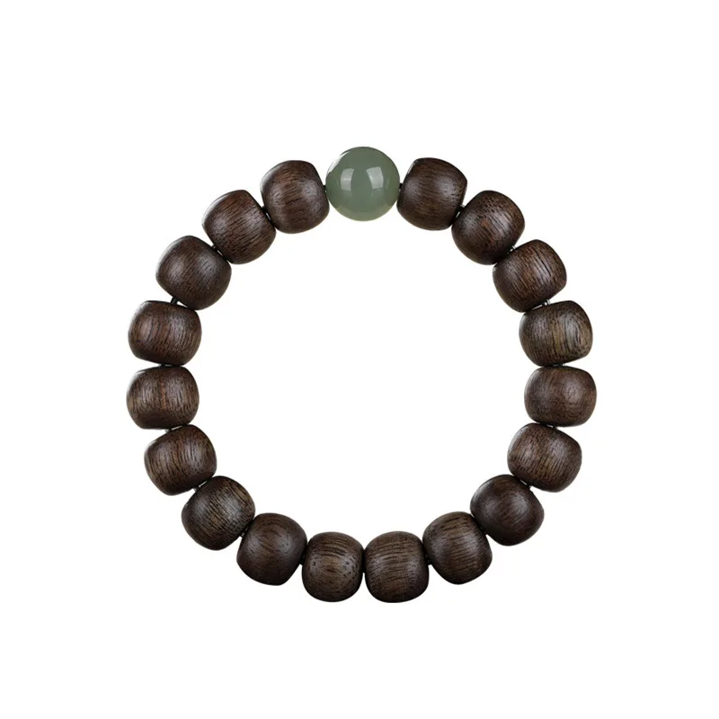 Brunei Soft Silk Agarwood Bracelets for Men and Women 90% Sinking Old Material Agarwood Hetian Jade Beaded Bracelets Gifts - view 5