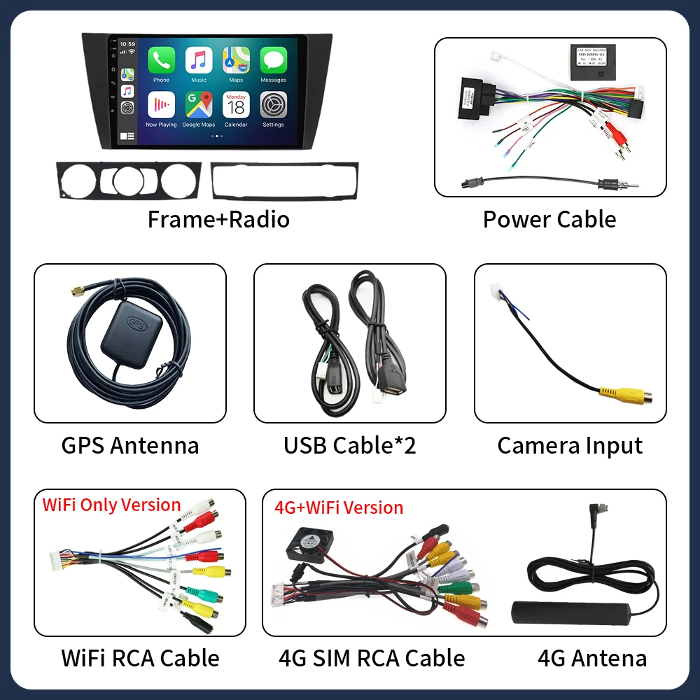 Android 16 Voor BMW 3-Serie E90 E91 E92 E93 2005-2013 Autoradio 2 din Intelligent Systeem Carplay Touchscreen 8 Core Wifi RDS 5G