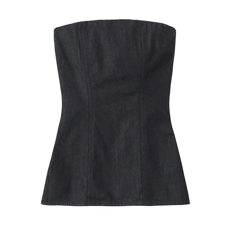 

Женский модный джинсовый топ без рукавов и брюки со средней посадкой, Новое поступление, осень 2024, удобный и комплект из хлопкового материала