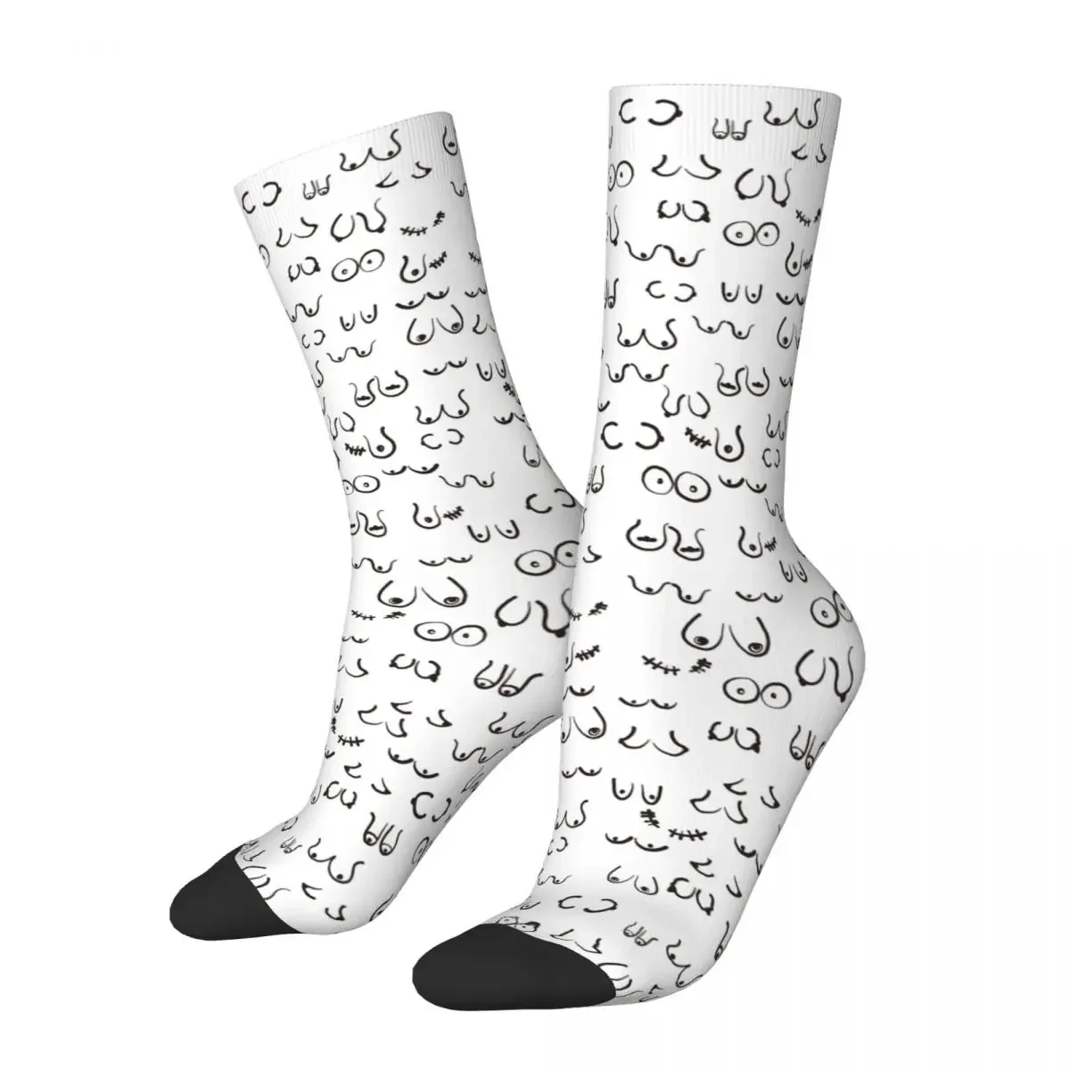 Boobs Sketch Black And White Socks Harajuku Sweat Absorbing Stockings All Season Long Socks Accessories for Man's Woman's Gifts