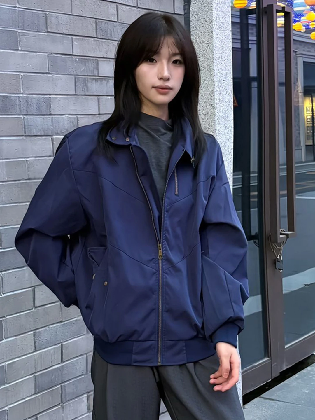 

American Sle MA Flight Jaet Men's ort Coat Deconstructed Design Sensation Baseball orm k Blue Autumn Outerwear