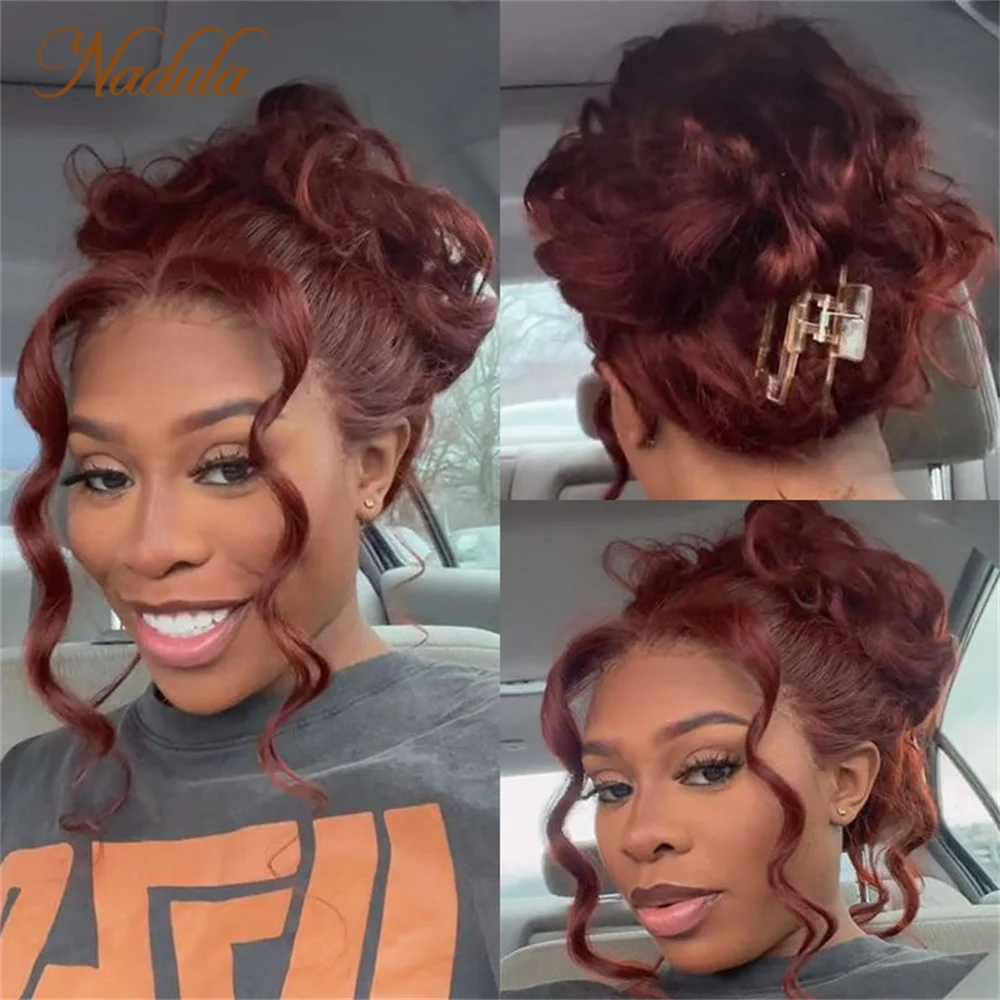 Nadula Hair 6X4.5 Pre Cut Lace Closure Wig Glueless Wig 150% Density Reddish Brown Body Wave Wig Human Hair Lace Wigs