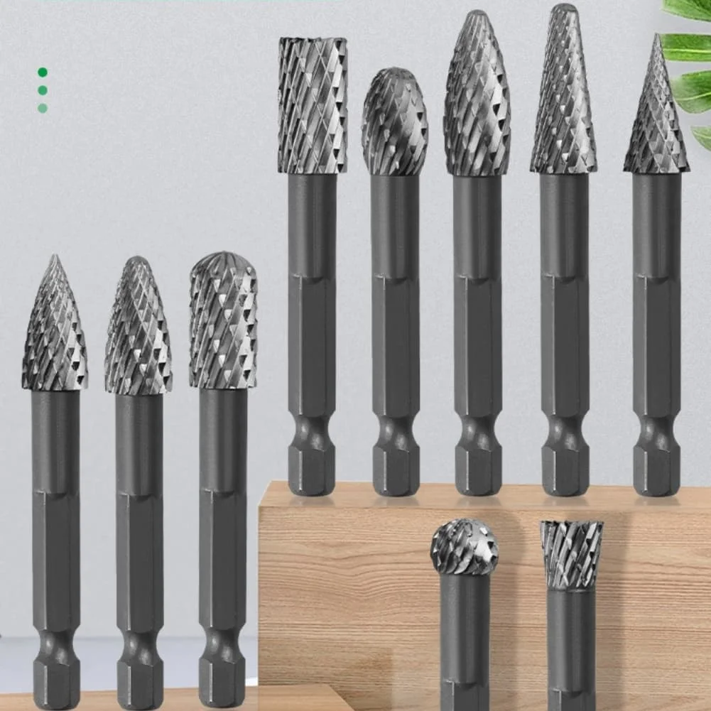 Rotary Burr Set for Metal Wood Plastic Including Multiple File Types in a Compact Storage Case with Hanging Tab