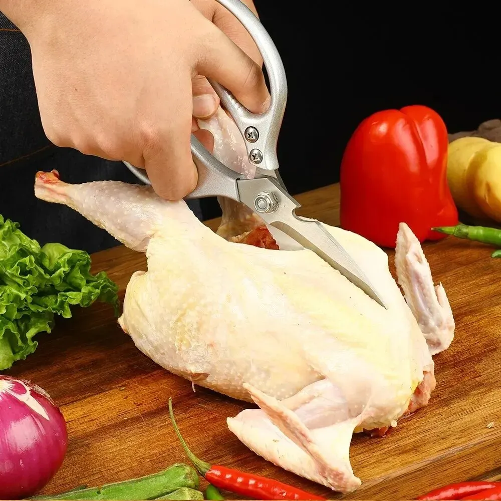 مقص مطبخ من الفولاذ المقاوم للصدأ لقطع عظام الدجاج مقص اللحوم والأسماك مقص احترافي ملحقات المطبخ