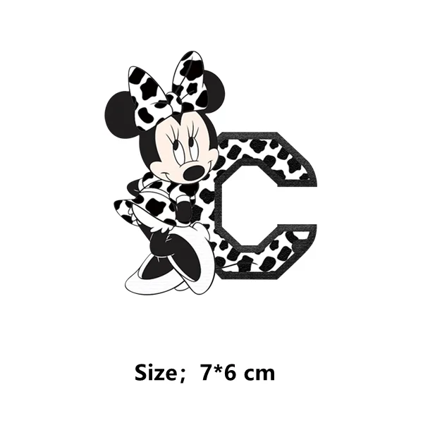 Disney Leopard print Minnie Mouse 26 letters custom patch thermo-stickers for children Ironing applications