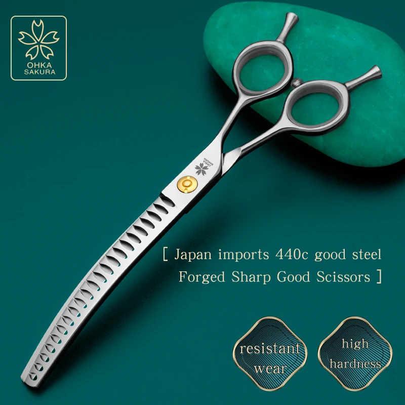 Refinement Curved Fish Bone Pet Grooming Thinning Scissors 7inch Curved Fish Bone Scissors Dog Trimming Shears Pet Styling Tools