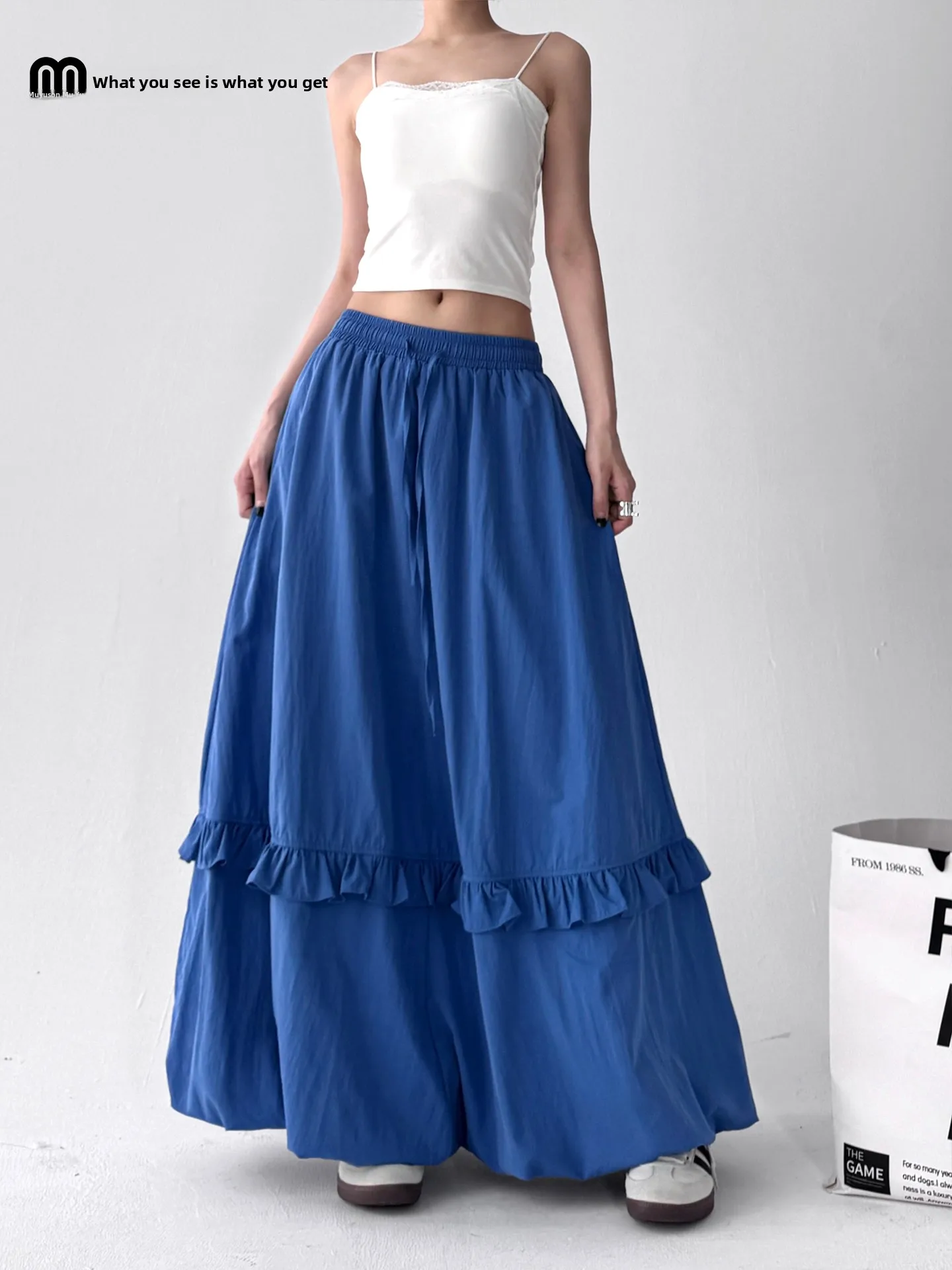 

2025 Summer New Korean Sle Faionable Versatile Slimming Flower Bud Skirt Loose Casual Puffy Skirt High Waist Long Skirt P...