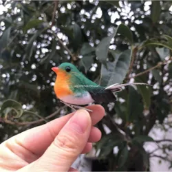 Robin Bird Decoration Artificial Feather Bird Craft Ornament Simulation Little Robin Bird Outdoor Garden Ornaments Decoration