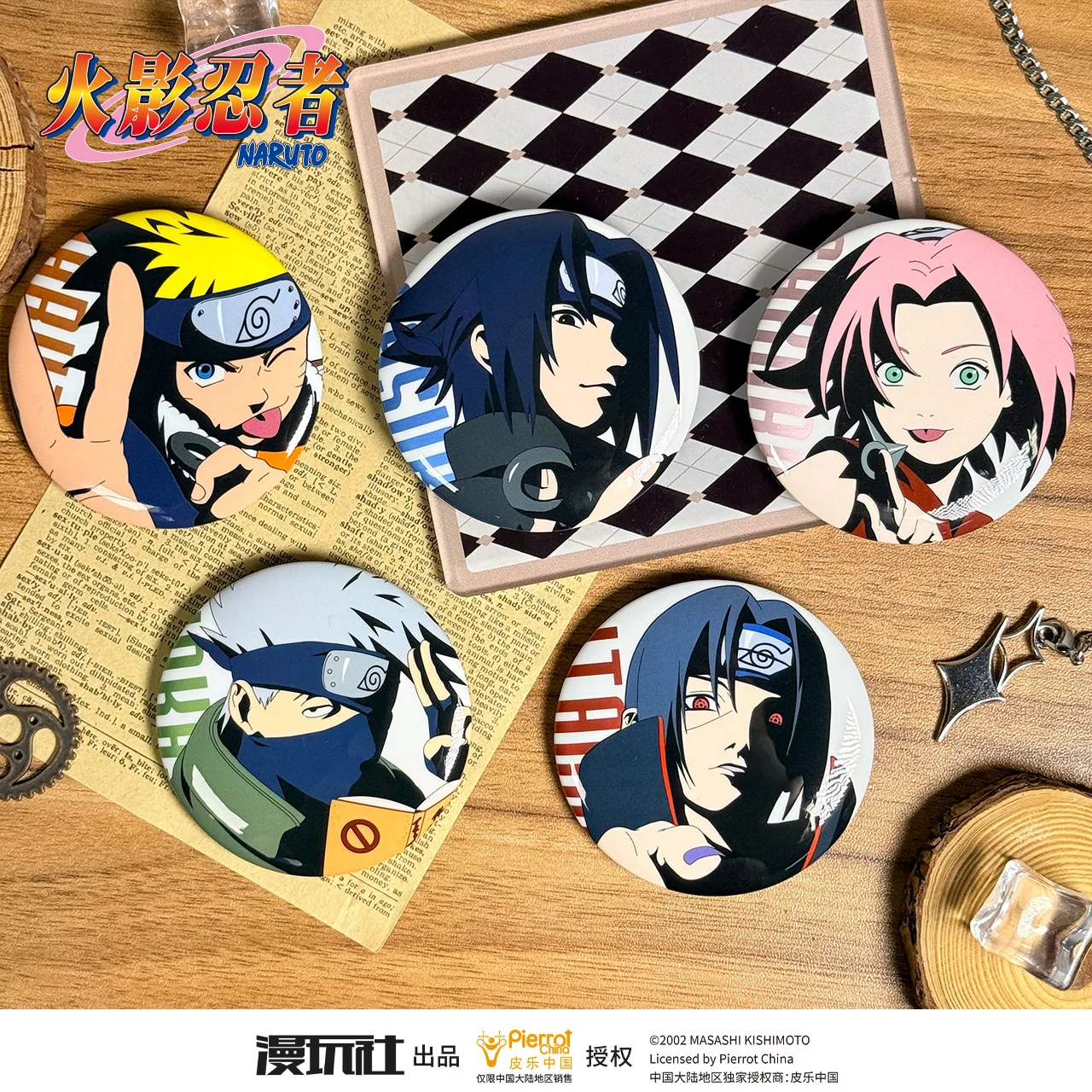 Naruto Uchiha Sasuke Sakura Kakashi Itachi China Official Authorization Shadow Series Cosplay Badge 5pcs/Set